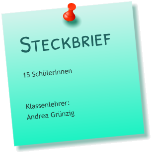 Steckbrief 15 SchülerInnen   Klassenlehrer: Andrea Grünzig